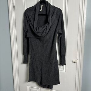 Monoreno Sweater Womens Large Gray Knit Rabbit Fur Blend Wrap Cowl Neck